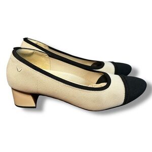 Vivaia Julie Pro Almond-Toe Chunky Heels Size 42 Two-Tone Beige Black